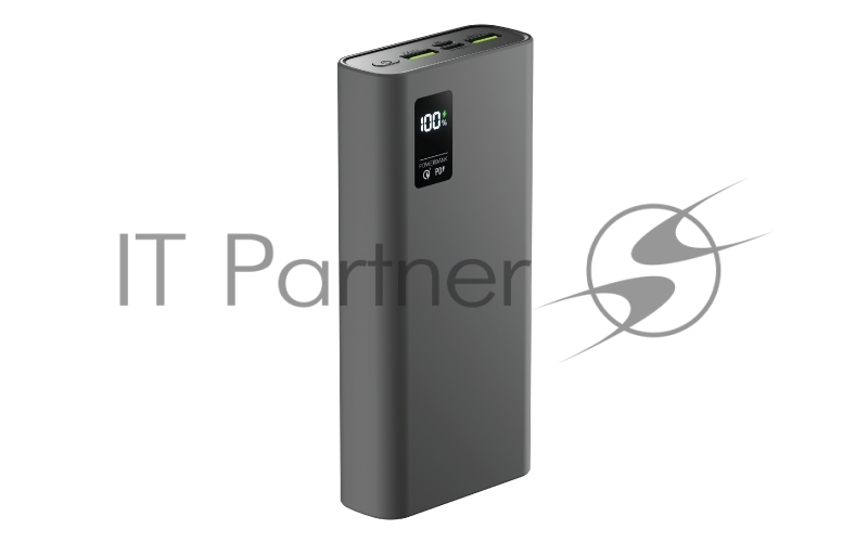 Внешний аккумулятор OLMIO QR-20, 20000mAh, 22.5W, QuickCharge3.0/PowerDelivery, LCD, серый.