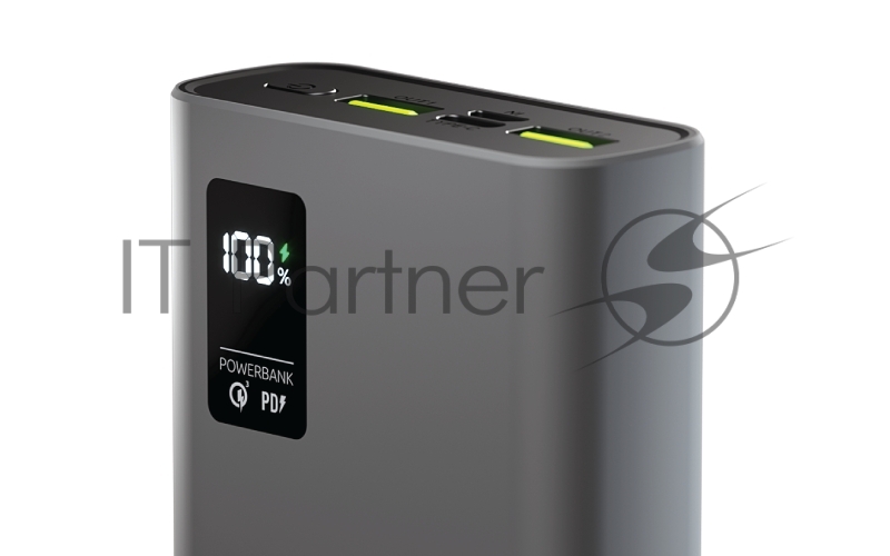 Внешний аккумулятор OLMIO QR-20, 20000mAh, 22.5W, QuickCharge3.0/PowerDelivery, LCD, серый.