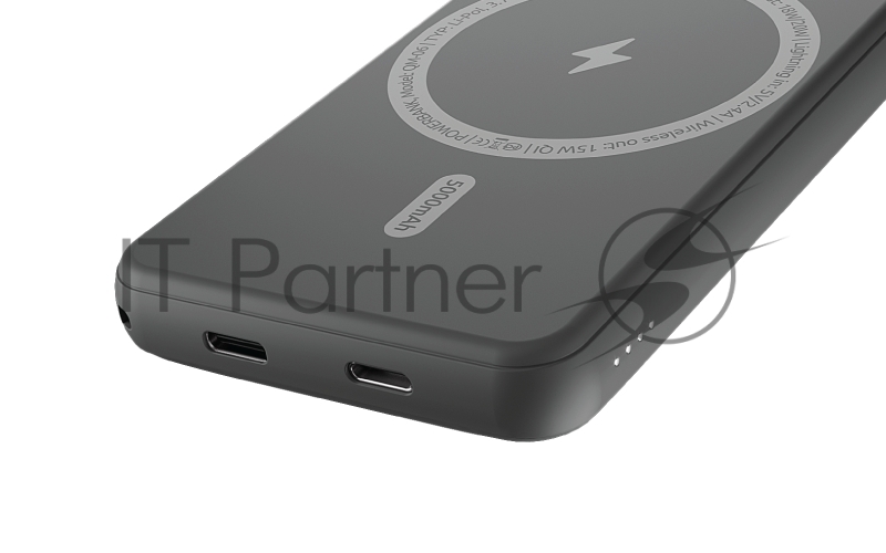 Внешний аккумулятор OLMIO QM-06, 5000mAh, 20W Type-C PD, MagSafe 15W, Soft-Touch, серый.