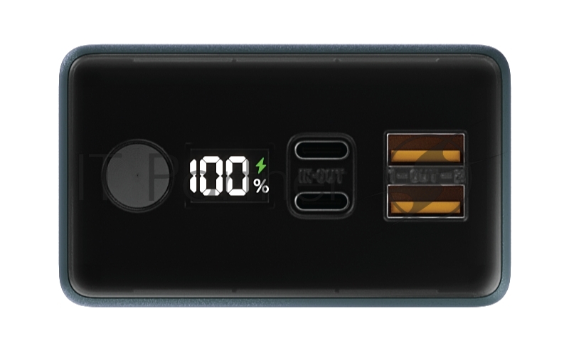 Внешний аккумулятор OLMIO QX-30, 30000mAh, 22.5W, QuickCharge3.0/PowerDelivery, LCD, темно-зеленый.