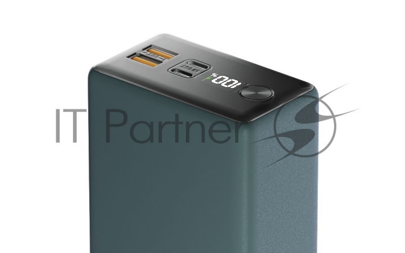 Внешний аккумулятор OLMIO QX-30, 30000mAh, 22.5W, QuickCharge3.0/PowerDelivery, LCD, темно-зеленый.