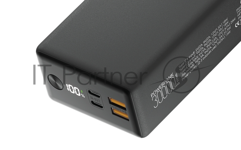 Внешний аккумулятор OLMIO QX-30, 30000mAh, 22.5W, QuickCharge3.0/PowerDelivery, LCD, графитовый.