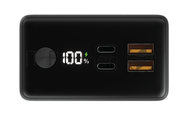 Внешний аккумулятор OLMIO QX-30, 30000mAh, 22.5W, QuickCharge3.0/PowerDelivery, LCD, графитовый.