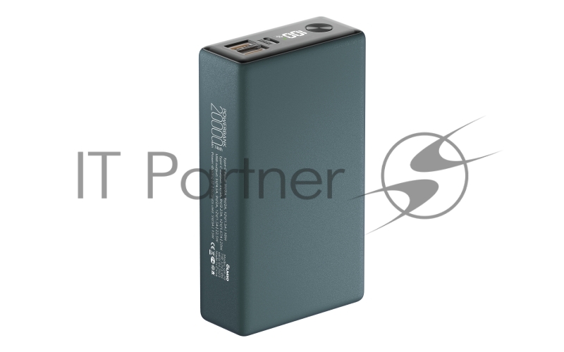 Внешний аккумулятор OLMIO QX-20, 20000mAh, 22.5W, QuickCharge3.0/PowerDelivery, LCD, темно-зеленый.