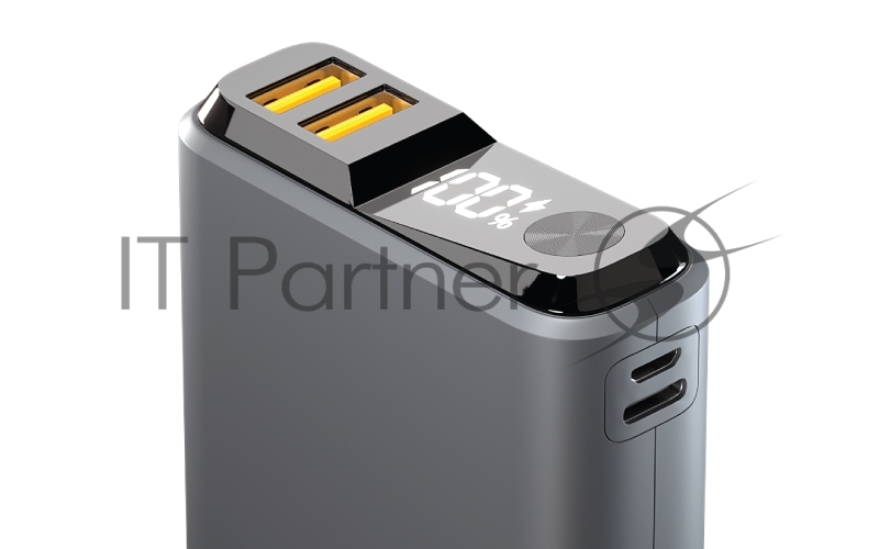 Внешний аккумулятор OLMIO QS-10, 10000mAh, 22.5W QuickCharge3.0/PowerDelivery, LCD, темно-серый.