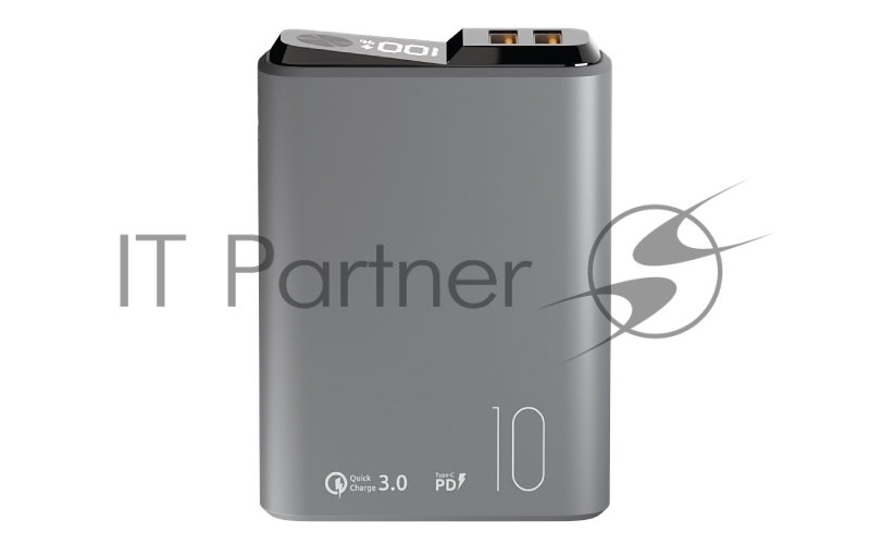 Внешний аккумулятор OLMIO QS-10, 10000mAh, 22.5W QuickCharge3.0/PowerDelivery, LCD, темно-серый.