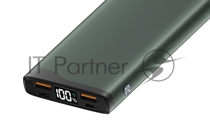 Внешний аккумулятор OLMIO QL-10, 10000mAh, 22.5W, QuickCharge3.0/PowerDelivery, LCD, серый.