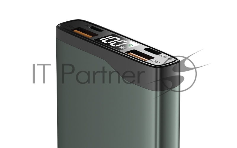 Внешний аккумулятор OLMIO QL-10, 10000mAh, 22.5W, QuickCharge3.0/PowerDelivery, LCD, серый.