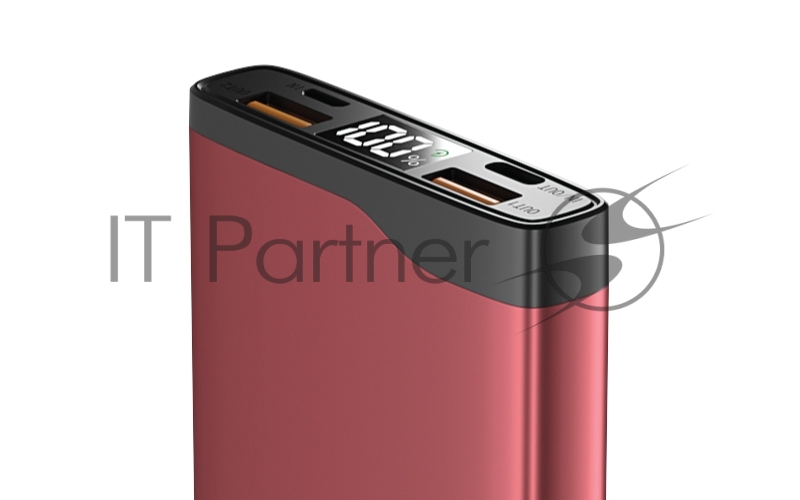 Внешний аккумулятор OLMIO QL-10, 10000mAh, 22.5W, QuickCharge3.0/PowerDelivery, LCD, красный,.