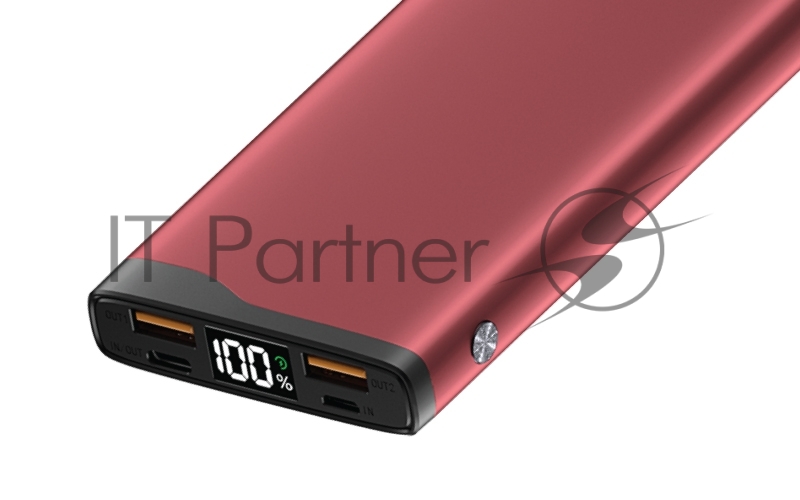 Внешний аккумулятор OLMIO QL-10, 10000mAh, 22.5W, QuickCharge3.0/PowerDelivery, LCD, красный,.