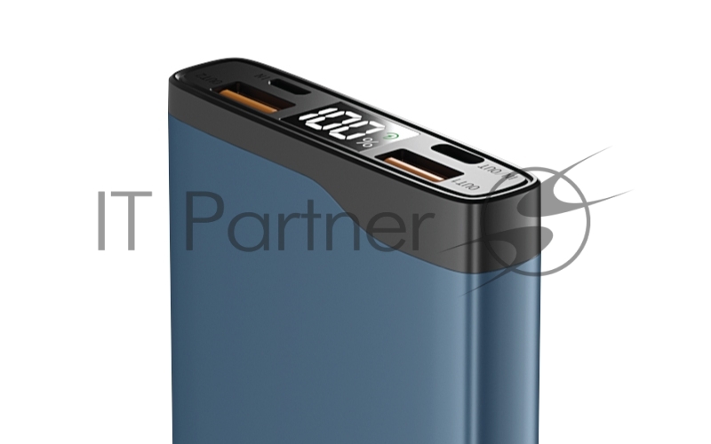 Внешний аккумулятор OLMIO QL-10, 10000mAh, 22.5W, QuickCharge3.0/PowerDelivery, LCD, голубой.