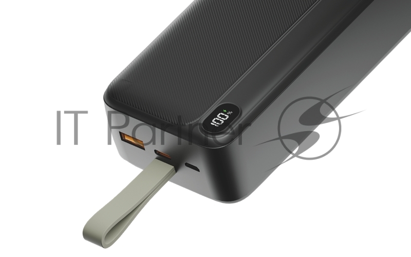 Внешний аккумулятор OLMIO L-30, 30000mAh, 22.5W, QC3.0, PD, LCD, + кабели LightningType-C, черный.