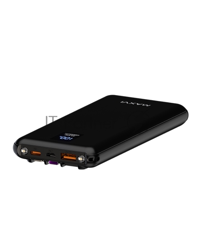Внешний аккумулятор Maxvi PB10-11 10000мАч black 3A, встроенные кабели USB A/Type-C/Lightning