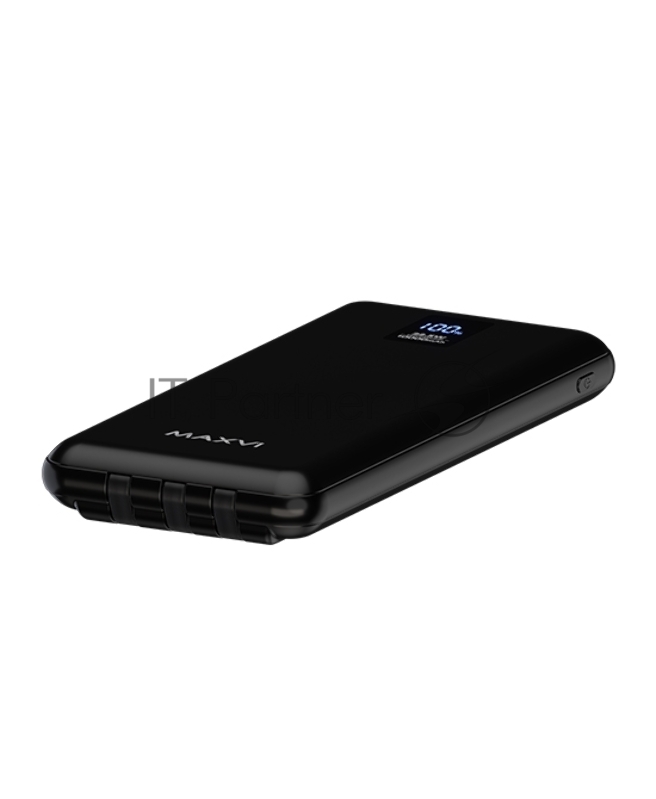 Внешний аккумулятор Maxvi PB10-11 10000мАч black 3A, встроенные кабели USB A/Type-C/Lightning