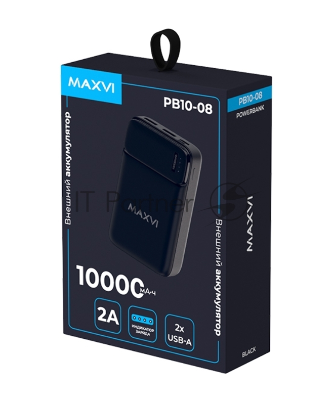 Внешний аккумулятор Maxvi PB10-08 10000мАч, 2A, 2хUSB/Type-C/MicroUSB
