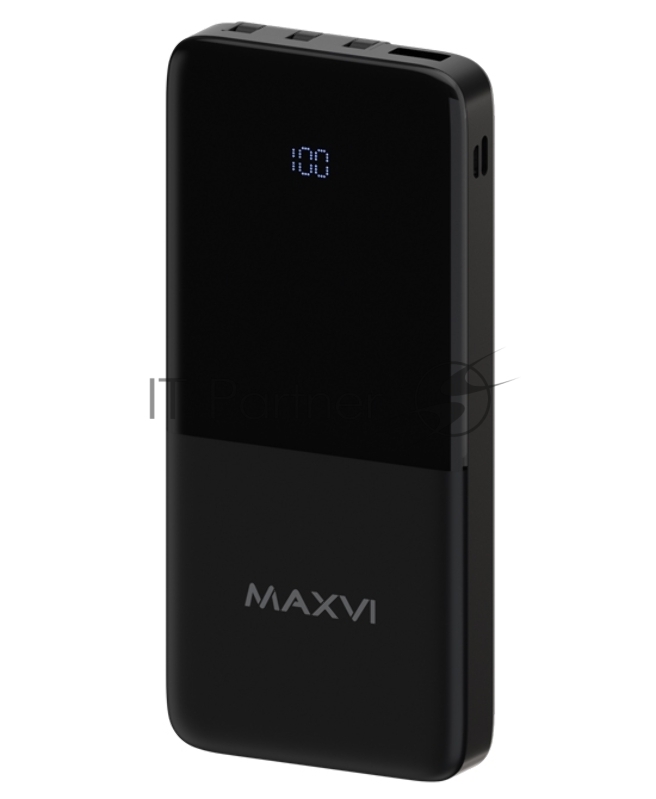 Внешний аккумулятор Maxvi PB10-09 10000мАч, 2A USB + кабели: Type-C/Lightning/MicroUSB