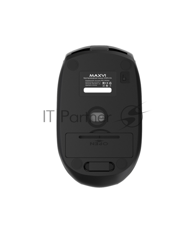 Мышь беспроводная Maxvi MWS-04 black, 4 кнопки, 1600 dpi