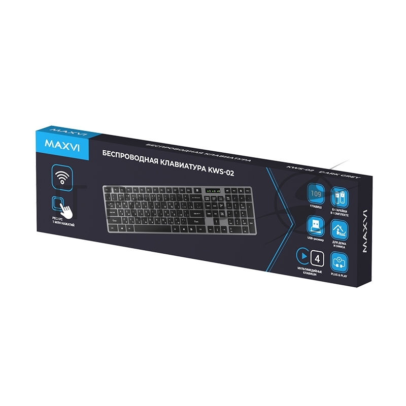 Беспроводная клавиатура Maxvi KWS-02 dark grey