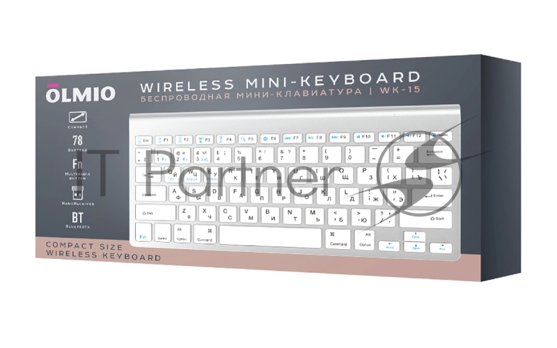 Клавиатура беспроводная Olmio WK-15 белая, Bluetooth, компактная мультимедийная.