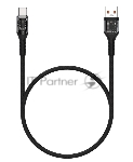 Дата-кабель Maxvi MCw-63T USB-Type-C 3А, прозрачный корпус, LED подсветка, 1м, black