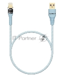 Дата-кабель Maxvi MC-31L USB-Lightning 2.4А, прозрачный корпус, LED подсветка, 1.2м, sky blue
