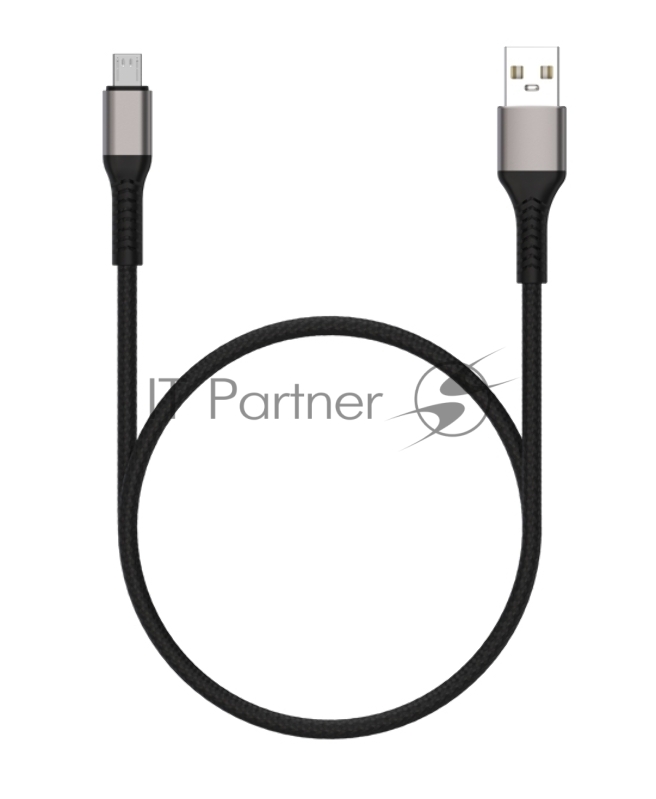 Дата-кабель Maxvi MC-21M USB-MicroUSB 2.4А, 1м, black-grey