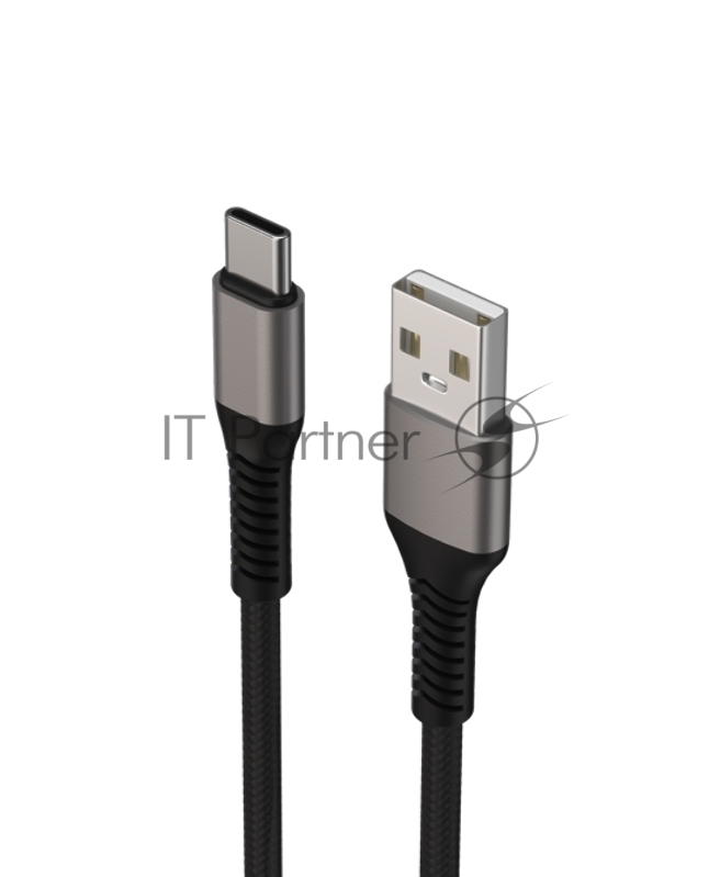 Дата-кабель Maxvi MC-21T USB-Type-C 3А, 1м, black-grey