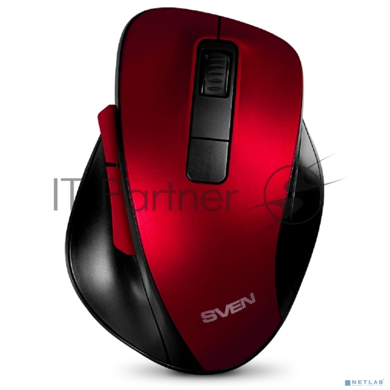 Беспроводная мышь Sven RX-525SW красная (бесшумн. кл., 5+1кл. 600-1400DPI, Soft-touch, блист.)