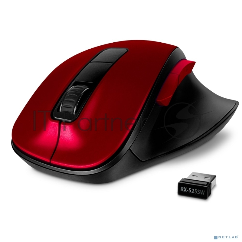 Беспроводная мышь Sven RX-525SW красная (бесшумн. кл., 5+1кл. 600-1400DPI, Soft-touch, блист.)