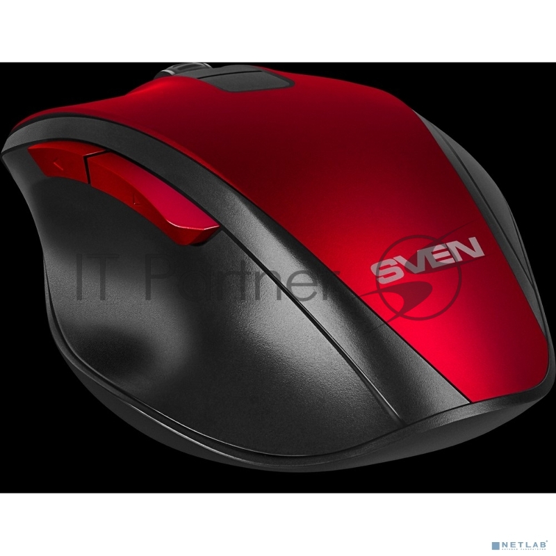 Беспроводная мышь Sven RX-525SW красная (бесшумн. кл., 5+1кл. 600-1400DPI, Soft-touch, блист.)
