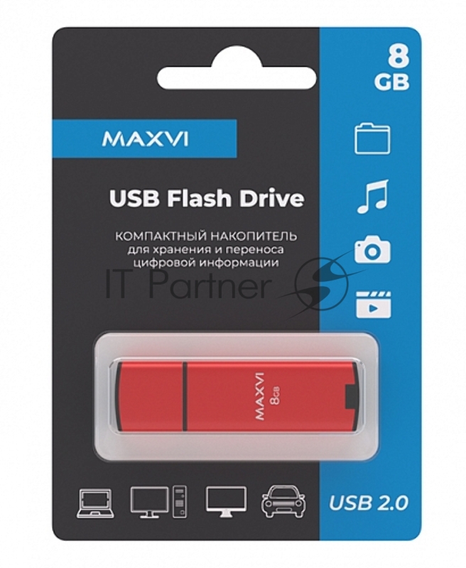 Флешка USB 2.0 8GB Maxvi MP2 red