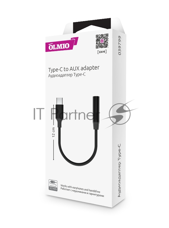 Адаптер аудио OLMIO USB Type-C - AUX (3.5mm)
