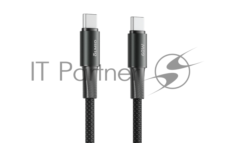 Кабель MASTER, Type-C - Type-C, 60W 3A, 1.2м, тканевая оплетка, черный, OLMIO