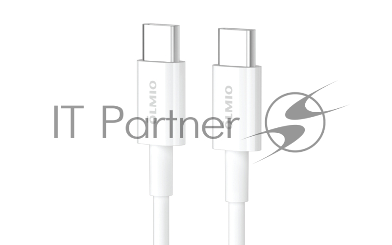 Кабель PD, Type-C - Type-C, 1м, 60W, 3А, белый, OLMIO