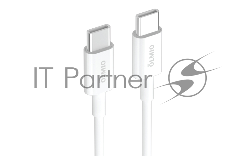 Кабель PD, Type-C - Type-C, 1м, 60W, 3А, белый, OLMIO