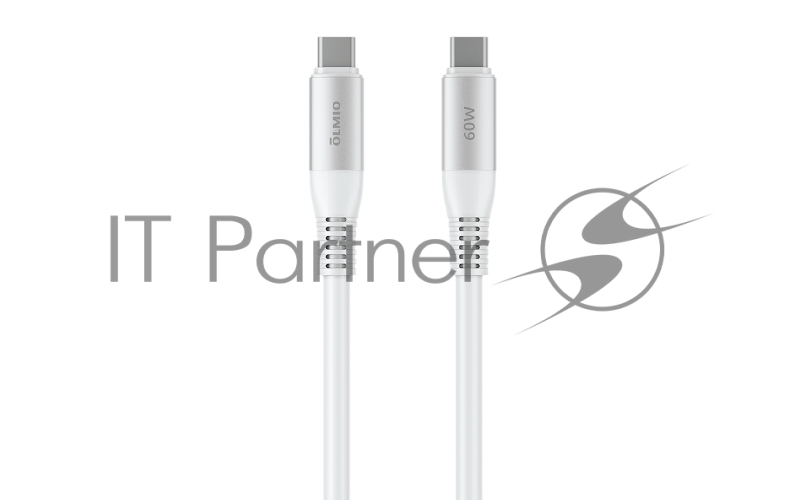 Кабель SHIELD, Type-C - Type-C, 60W 3A, 1.2м, белый, OLMIO