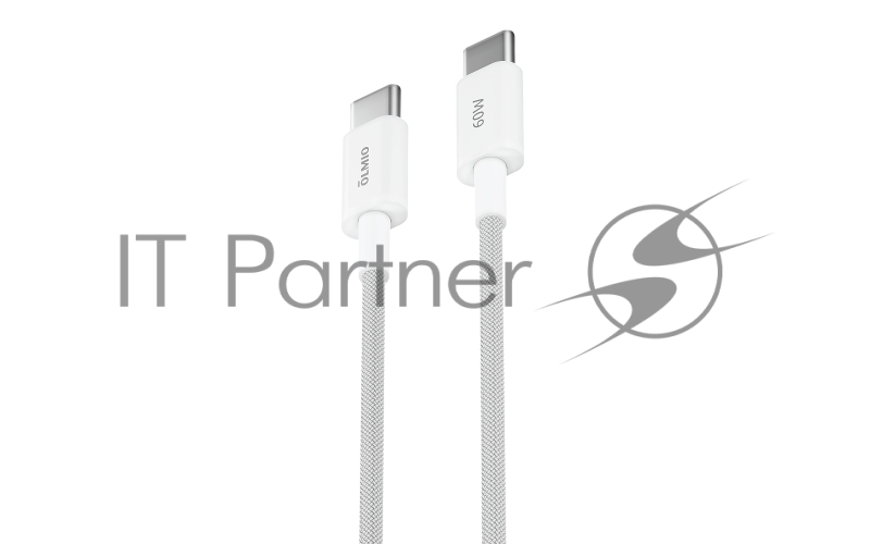 Кабель SIMPLE, Type-C - Type-C, 60W 3A, 1.2м, тканевая оплетка, белый, OLMIO