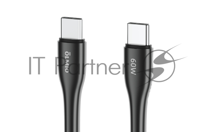 Кабель STYLE, Type-C - Type-C, 60W, 1.2м, тканевая оплетка, черный, OLMIO