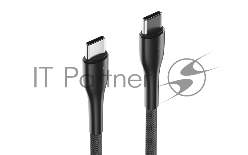 Кабель STYLE, Type-C - Type-C, 60W, 1.2м, тканевая оплетка, черный, OLMIO