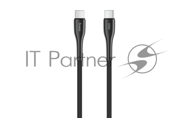 Кабель STYLE, Type-C - Type-C, 60W, 1.2м, тканевая оплетка, черный, OLMIO