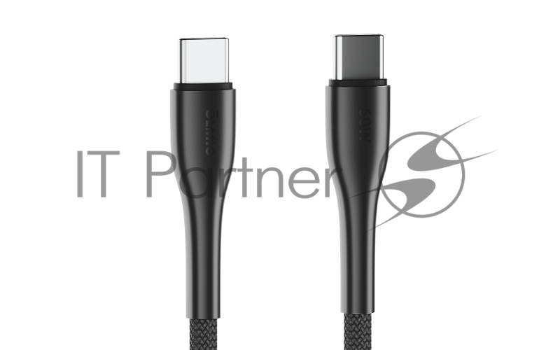 Кабель STYLE, Type-C - Type-C, 60W, 1.2м, тканевая оплетка, черный, OLMIO