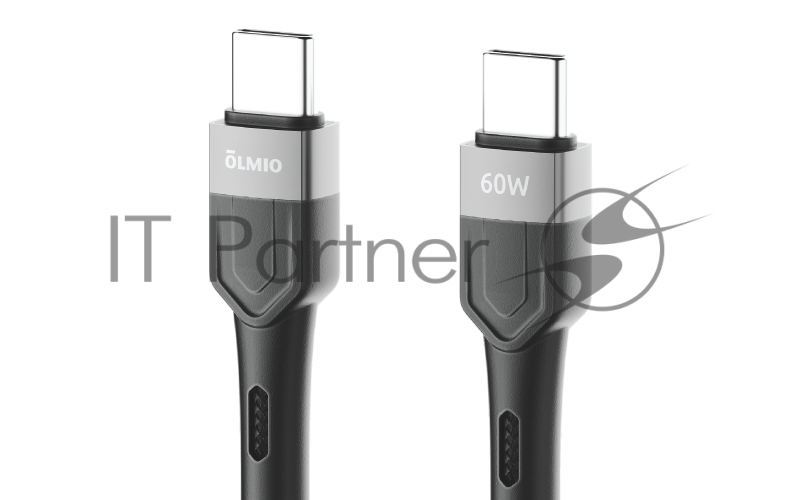 Кабель BOLT, Type-C - Type-C, 60W, 1.2м, тканевая оплетка, черный, OLMIO