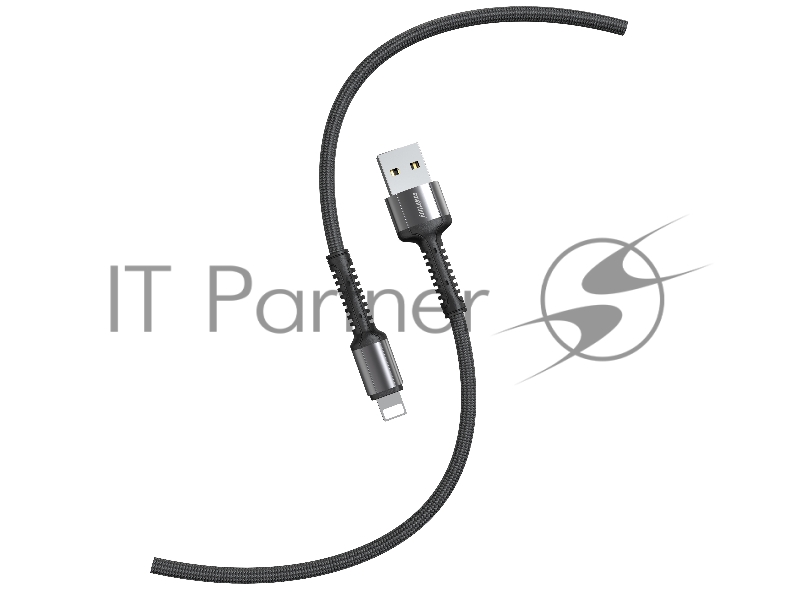 Кабель Smartbuy S26 USB - Lightning, PD 3A, 1м, оплетка нейлон, черныйсерый (iK-512-S26bg)