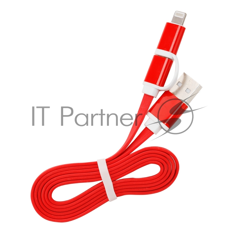 Дата-кабель Smartbuy USB - 2 в 1 Micro+8 pin, длина 1,2 м, красный (iK-212 red)/60