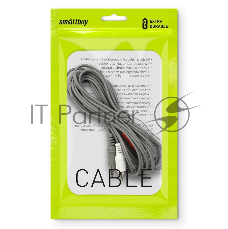 Кабель соединительный Smartbuy 3.5 Jack (M) - 2xRCA (M), стерео, аудио, 3,0 м, в пакете (KA313-200)