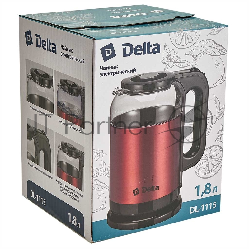 Чайник электрический DELTA DL-1115 красный
