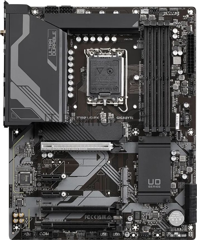 Материнская плата Gigabyte Z790 UD AX (V1.1/V1.2), LGA 1700, Intel Z790, 4xDDR5, 6xSATA, 3xM.2, 1xPCIe 5.0 x16, 1xPCIe 4.0 x4, 1xPCIe 3.0 x1, 1xHDMI, 1xDP, 1x 2.5Gb LAN, 4xUSB-A 2.0, 4xUSB-A 3.2 Gen 1, 1xUSB-A 3.2 Gen 2, 1xUSB-C 3.2 Gen 2x2, 7.1, ATX
