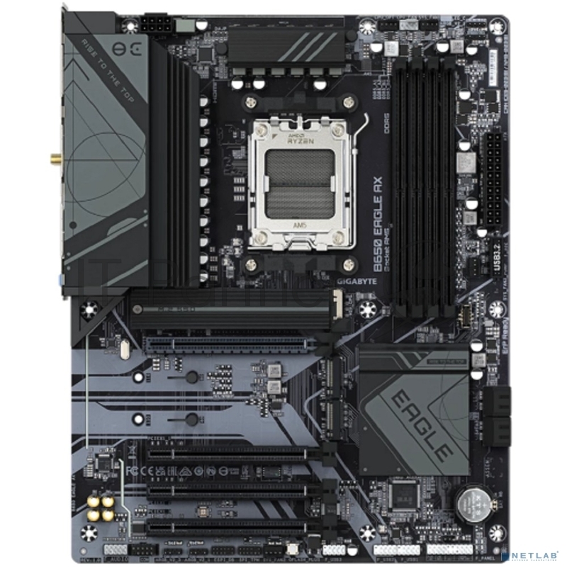 Материнская плата GIGABYTE B650 EAGLE AX (V1.1), AM5, AMD B650, 4xDDR5, 4xSATA, 3xM.2, 1xPCI-E 4.0 x16, 3xPCI-E 3.0 x1, 1xHDMI, 1xDP, 1x 1Gb LAN, 2xUSB 3.2 Gen 2, 1xUSB 3.2 Gen 1, 6xUSB 2.0, 3x3.5 мм, 7.1, Standard-ATX