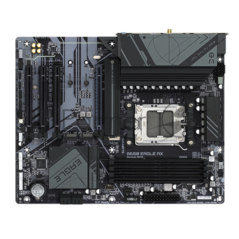 Материнская плата GIGABYTE B650 EAGLE AX (V1.1), AM5, AMD B650, 4xDDR5, 4xSATA, 3xM.2, 1xPCI-E 4.0 x16, 3xPCI-E 3.0 x1, 1xHDMI, 1xDP, 1x 1Gb LAN, 2xUSB 3.2 Gen 2, 1xUSB 3.2 Gen 1, 6xUSB 2.0, 3x3.5 мм, 7.1, Standard-ATX