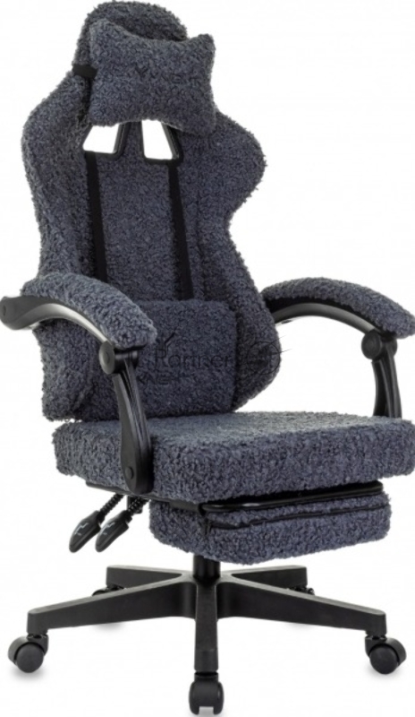 Кресло игровое Knight Lord/F темно-синий, экомех, крестов. пластик, подст. для ног